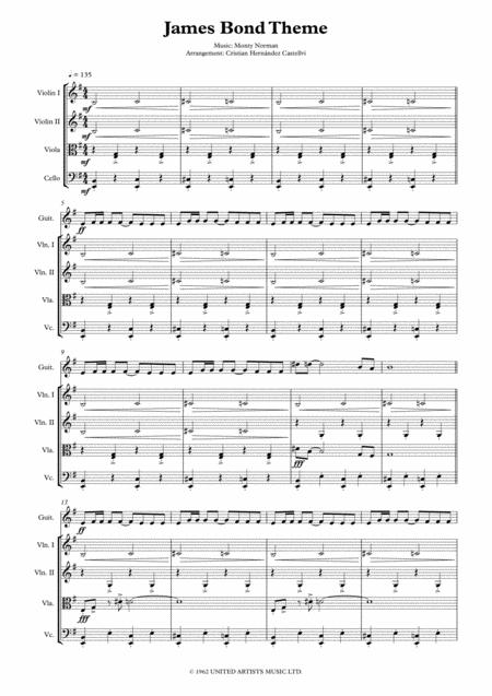 James Bond Theme String Quartet Guitar Sheet Music