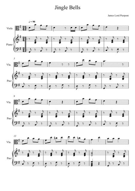 Free Sheet Music James Lord Pierpont Jingle Bells Viola Solo