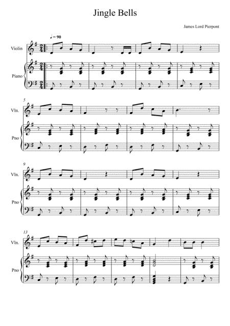 Free Sheet Music James Lord Pierpont Jingle Bells Violin Solo