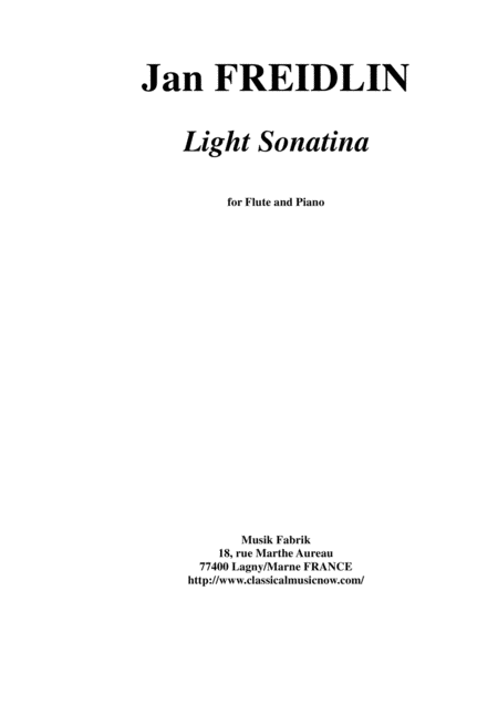 Free Sheet Music Jan Freidlin Light Sonatina For Flute And Piano