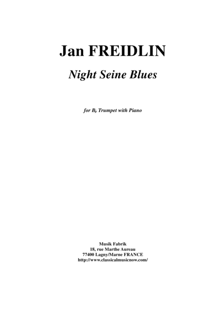 Free Sheet Music Jan Freidlin Night Seine Blues For Bb Trumpet And Piano