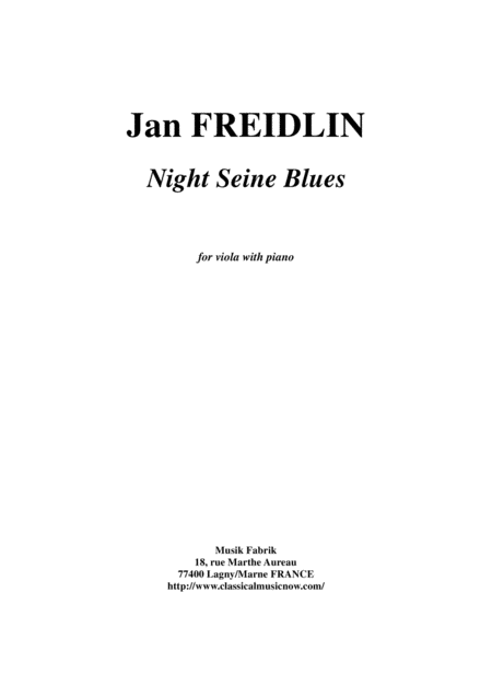 Jan Freidlin Night Seine Blues For Viola And Piano Sheet Music