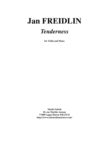 Free Sheet Music Jan Freidlin Tenderness For Violin And Piano