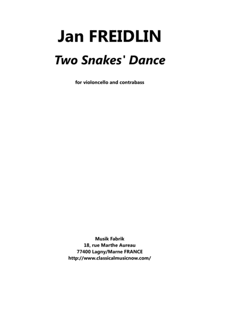 Jan Freidlin Two Snakes Dance For Violoncello And Contrabass Sheet Music