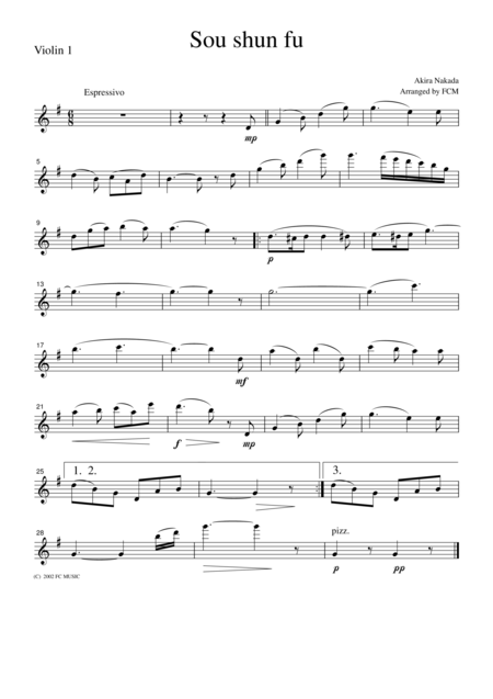 Free Sheet Music Japanese Famous Song Sou Shun Fu For String Quartet Js004