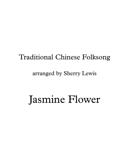 Jasmine Flower Traditional Chinese Folk Song Violin Solo For Solo Violin Sheet Music