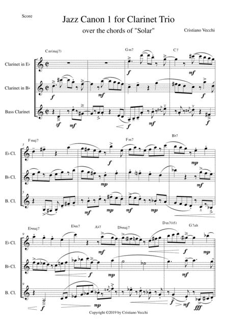 Free Sheet Music Jazz Canon 1 For Clarinet Trio