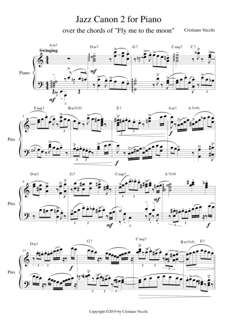 Jazz Canon 2 For Piano Sheet Music