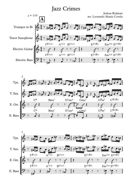 Jazz Crimes For Jazz Combo Trumpet Bb Tenor Saxophone Guitar And Bass Score And Parts Sheet Music