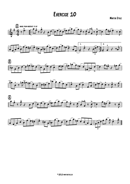 Free Sheet Music Jazz Exercise 10 Alto Saxophone
