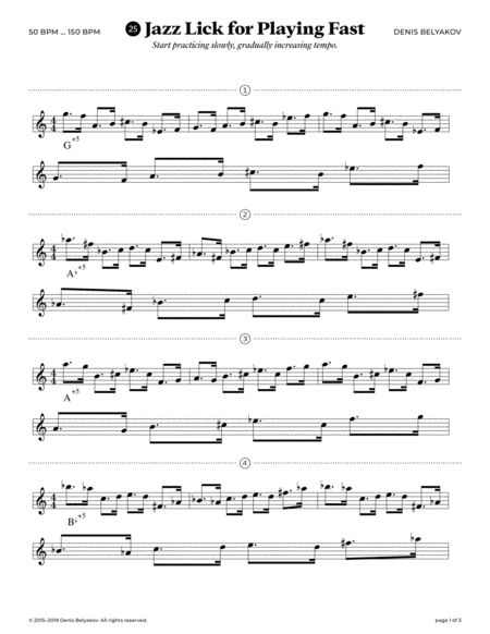 Jazz Lick 25 For Playing Fast Sheet Music