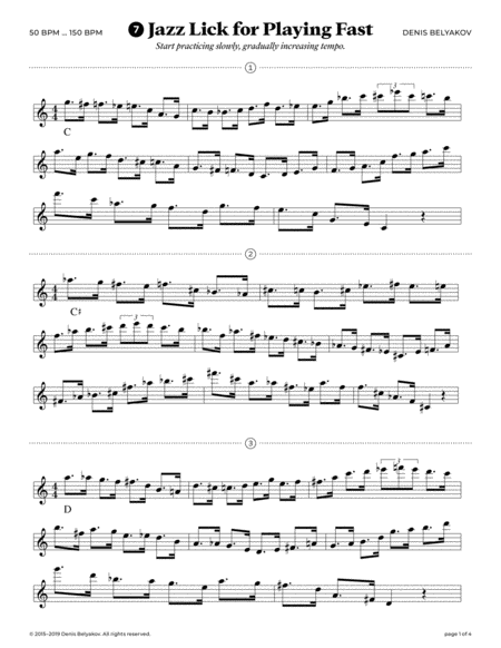 Free Sheet Music Jazz Lick 7 For Playing Fast