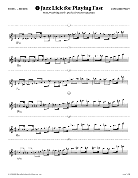 Free Sheet Music Jazz Lick 9 For Playing Fast