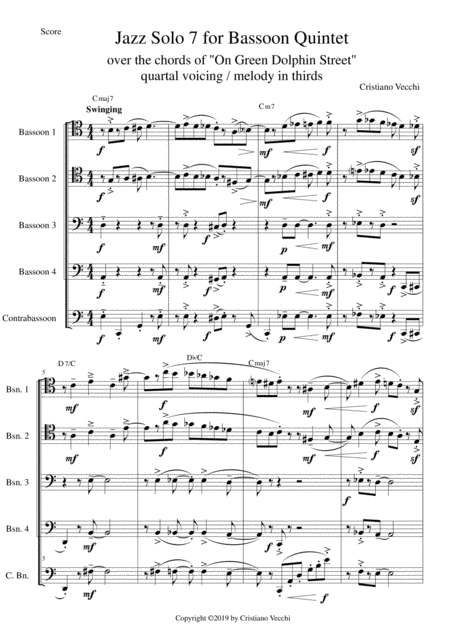 Jazz Solo 7 For Bassoon Quintet Sheet Music