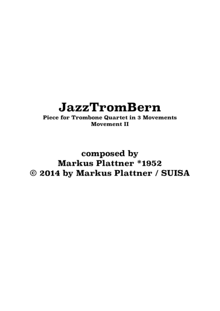 Jazztrombern For Trombone Quartet Movement 2 Sheet Music