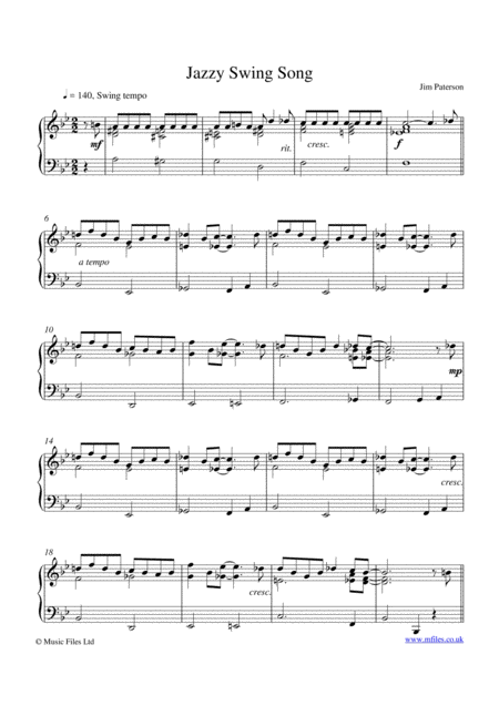 Free Sheet Music Jazzy Swing Song