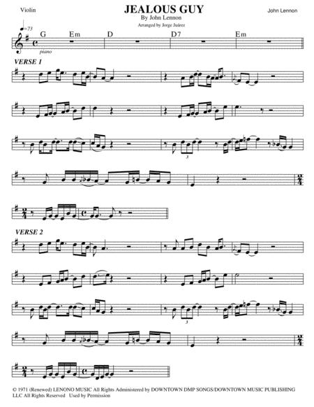 Jealous Guy Violin Sheet Music