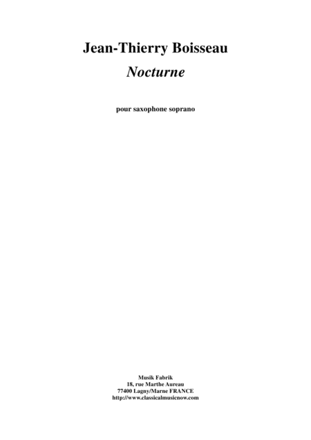 Free Sheet Music Jean Thierry Boisseau Nocturne For Soprano Saxophone