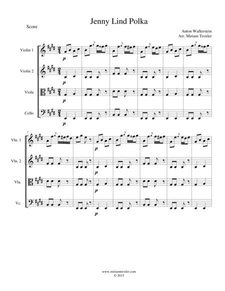 Free Sheet Music Jenny Lind Polka For String Quartet