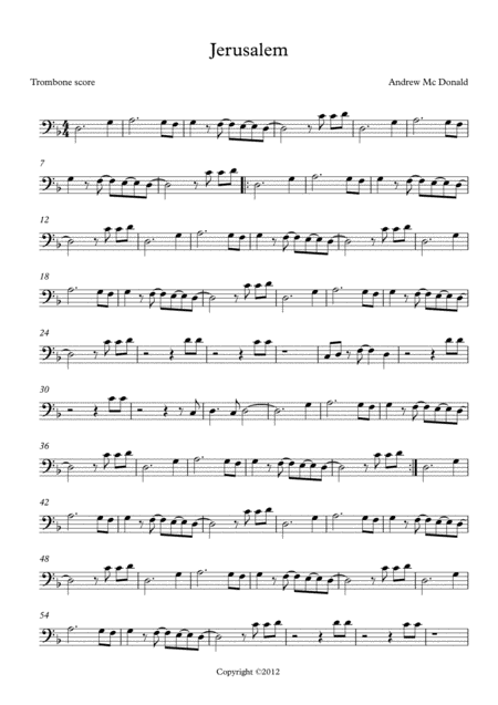 Free Sheet Music Jerusalem Bb Trombone Score