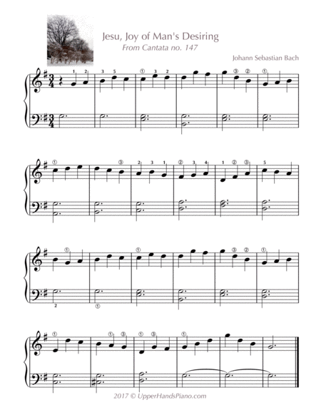 Jesu Joy Of Mans Desiring Easy Piano Sheet Music