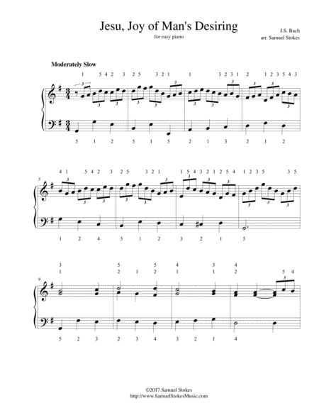 Jesu Joy Of Mans Desiring For Easy Piano Sheet Music