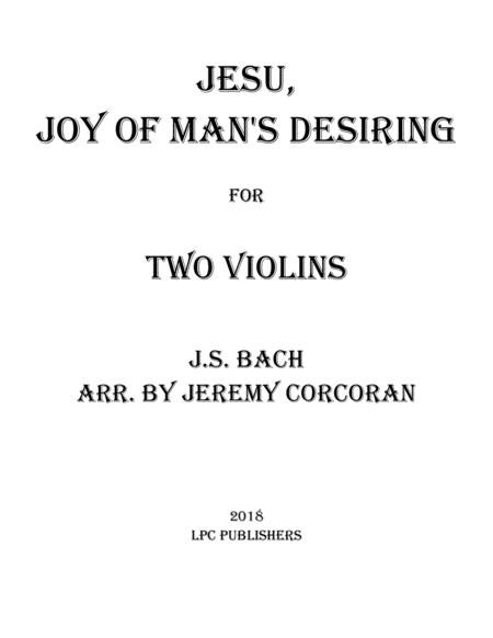 Free Sheet Music Jesu Joy Of Mans Desiring For Two Violins