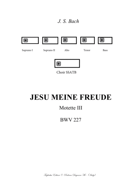 Jesu Meine Freude Bwv 227 Motets 1 To 9 Score For Satb And Ssatb Choir Pdf File With Embedded Mp3 Files Of The Individual Parts Sheet Music