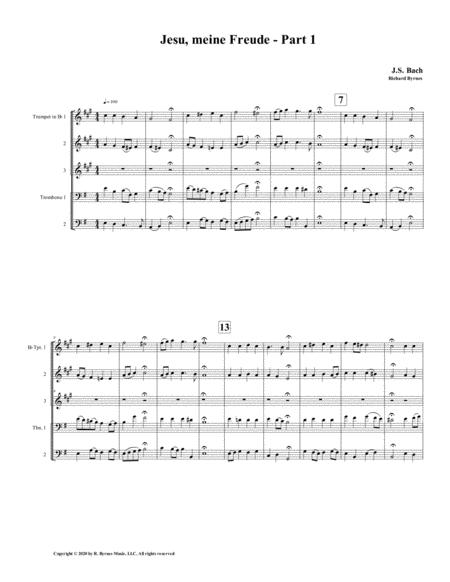 Free Sheet Music Jesu Meine Freude Part 1 By Js Bach For Brass Quintet