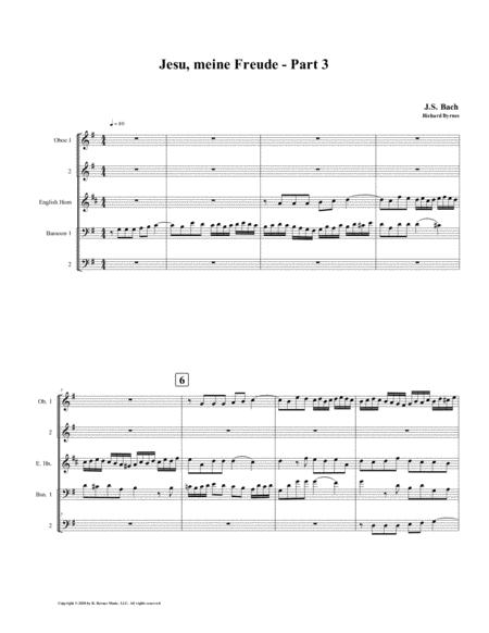 Jesu Meine Freude Part 3 By Js Bach For Double Reed Quintet Sheet Music