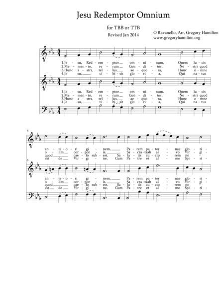 Free Sheet Music Jesu Redemptor Omnium