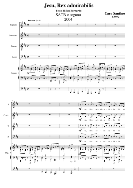 Jesu Rex Admirabilis Choir Satb And Organ Sheet Music