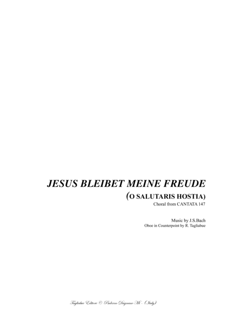 Jesus Bleibet Meine Freude O Salutaris Hostia Choral From Cantata 147 Sheet Music