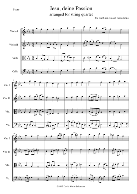 Free Sheet Music Jesus Deine Passion For String Quartet