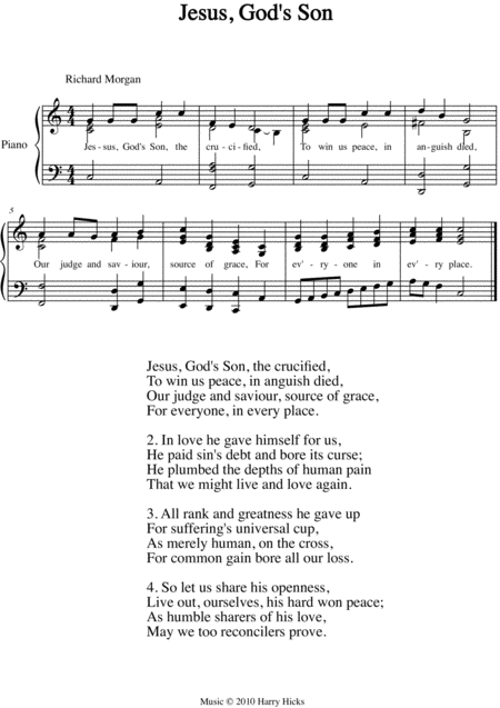 Free Sheet Music Jesus Gods Son A New Tune To A Wonderful Old Hymn