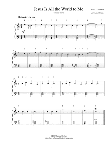 Jesus Is All The World To Me For Easy Piano Sheet Music