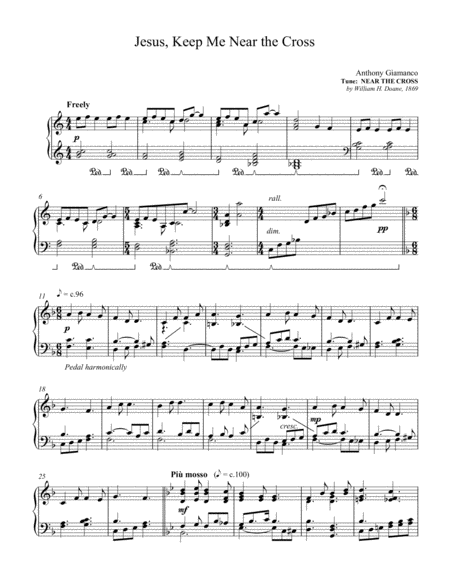 Jesus Keep Me Near The Cross Piano Solo Sheet Music