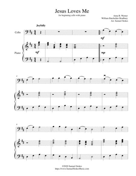 Free Sheet Music Jesus Loves Me For Beginning Cello With Optional Piano Accompaniment