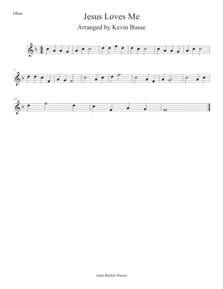 Free Sheet Music Jesus Loves Me Oboe