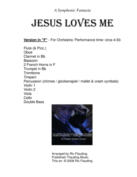 Free Sheet Music Jesus Loves Me Orchestra