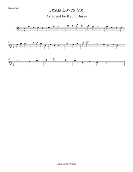 Jesus Loves Me Trombone Sheet Music