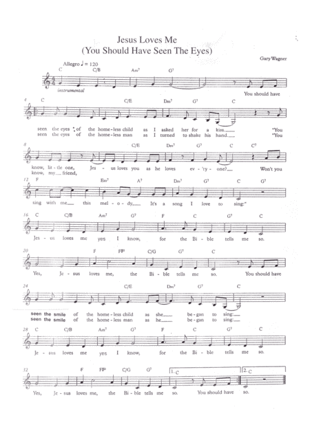 Jesus Loves Me You Should Have Seen The Eyes Sheet Music