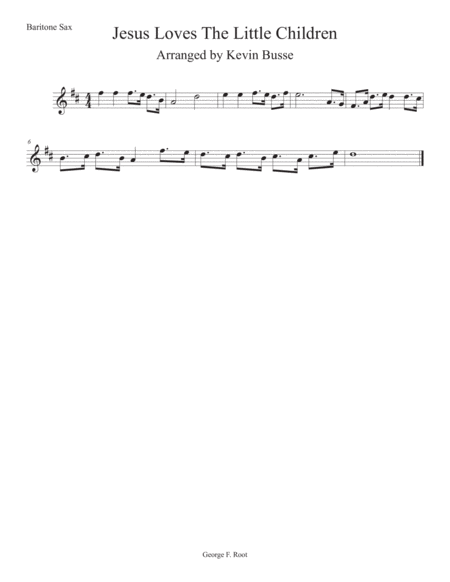 Free Sheet Music Jesus Loves The Little Children Bari Sax