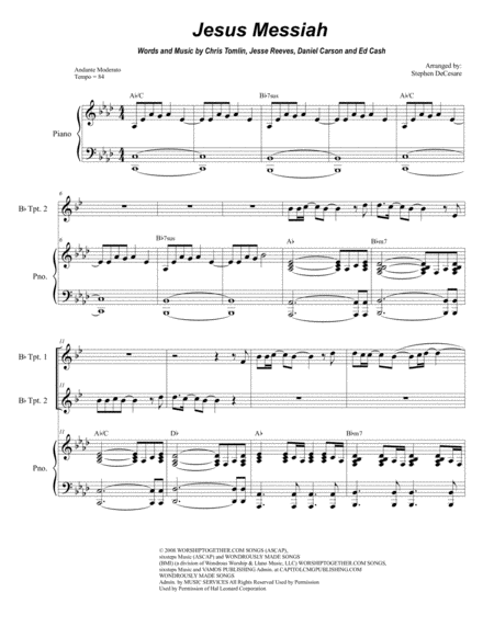 Jesus Messiah Duet For Bb Trumpet Sheet Music