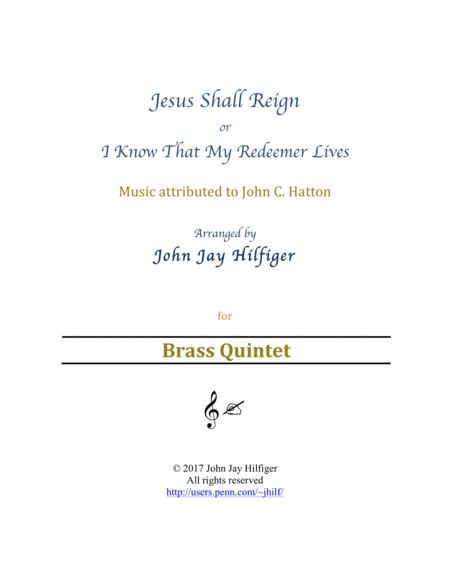 Free Sheet Music Jesus Shall Reign Brass Quintet
