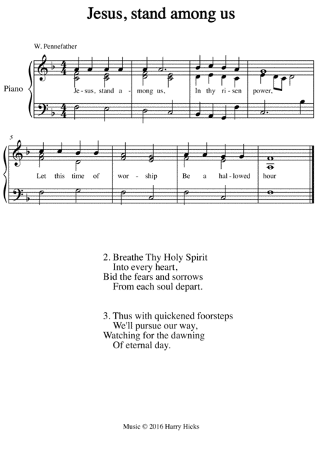 Free Sheet Music Jesus Stand Among Us A New Tune To A Wonderful Old Hymn