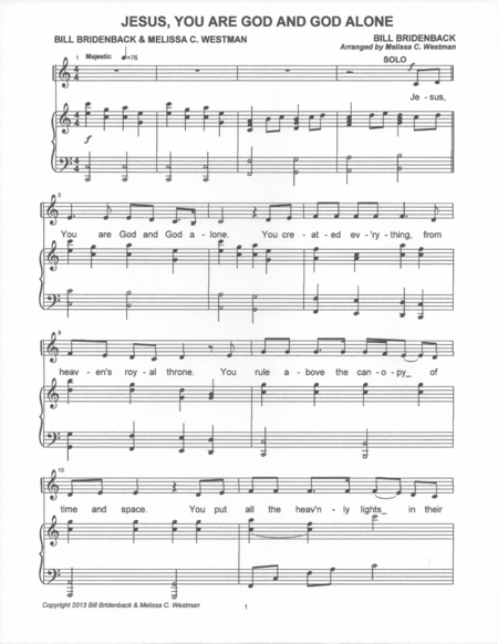 Jesus You Are God And God Alone Sheet Music