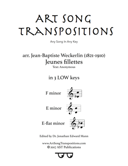 Free Sheet Music Jeunes Fillettes In 3 Low Keys F E E Flat Minor