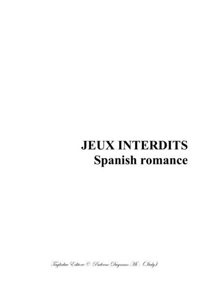 Jeux Interdits Spanish Romance Arr For Recorder Quartet Sheet Music