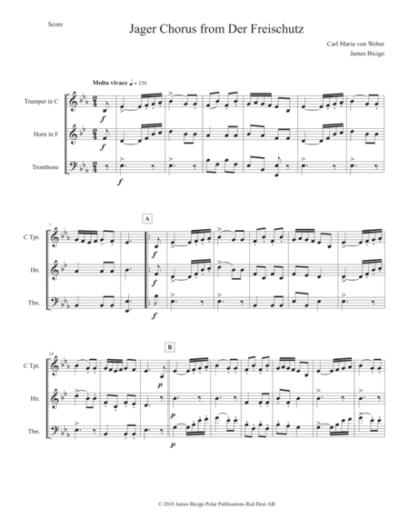 Jger Chorus From Der Freischutz Sheet Music